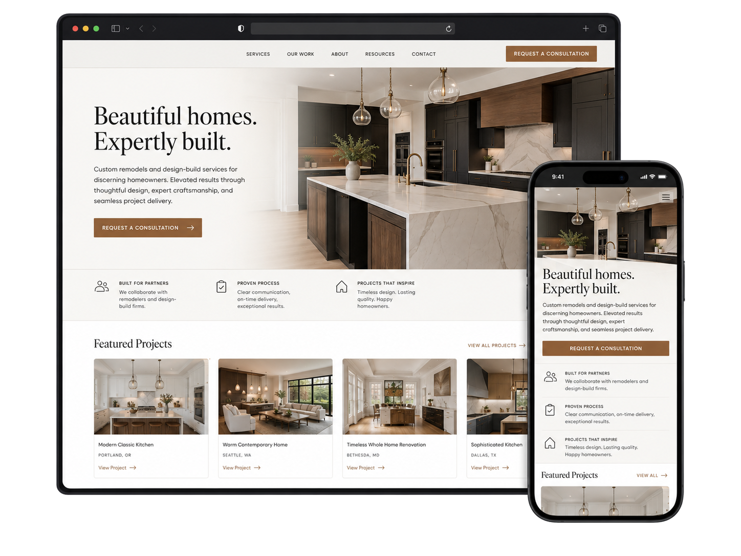Premium remodeler website homepage design by Halport